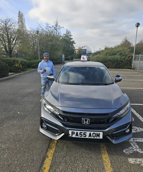 Awesomar Driving School pupil on the day of their driving test