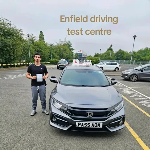 Awesomar Driving School pupil celebrating passing their driving test
